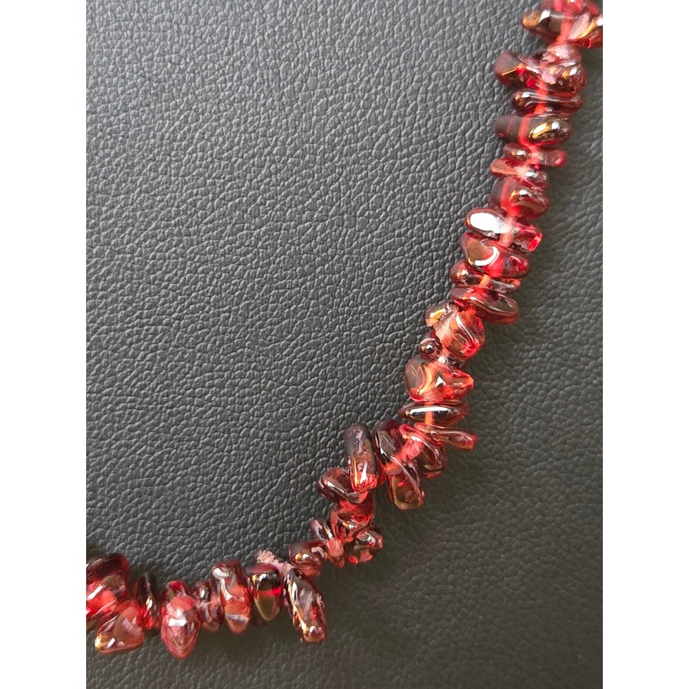 Genuine Garnet Nugget Necklace Vintage 22in Stunning!!! - Picture 4 of 6